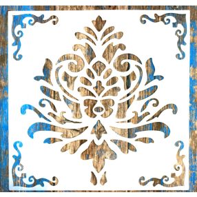    barokk mintás festő sablon műanyag DIY stencil, 30x30 cm-es 