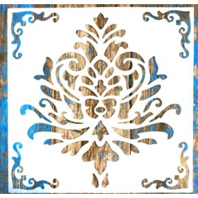    barokk mintás festő sablon műanyag DIY stencil, 30x30 cm-es 