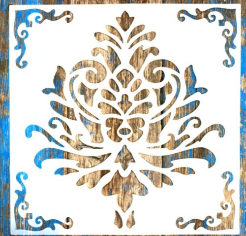  barokk mintás festő sablon műanyag DIY stencil, 30x30 cm-es 