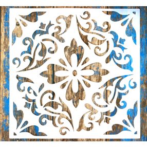   barokk csempe mintás műanyag sablon 30x30 cm-es DIY stencil