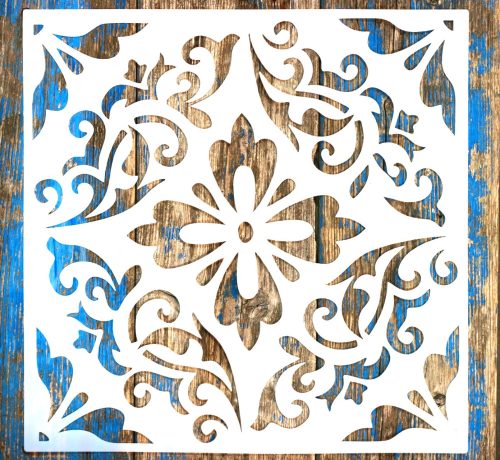 barokk csempe mintás műanyag sablon 30x30 cm-es DIY  stencil