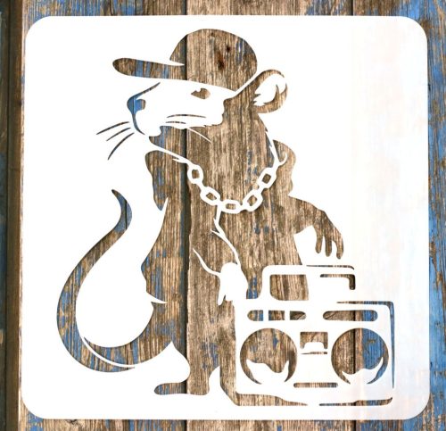 DJ patkány  30x30 cm-es DIY festő  stencil műanyag  sablon