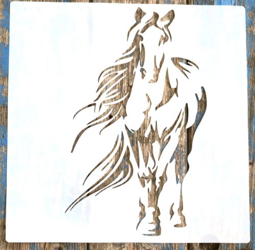  ló mintás sablon, lovas DIY festő sablon 30x30 cm-es műanyag  stencil 