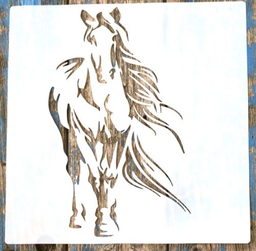  ló mintás sablon, lovas DIY festő sablon 30x30 cm-es műanyag  stencil 