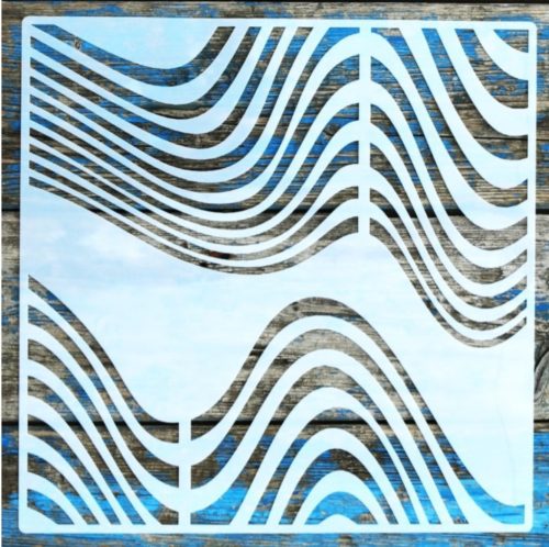  geometriai mintás műanyag festő sablon,  30x30 cm-es DIY stencil