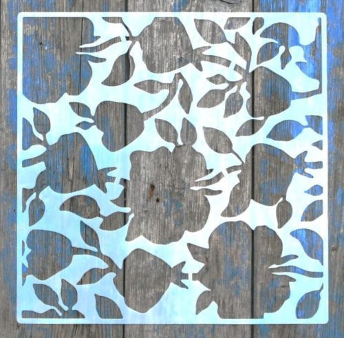  fa, alma, virág mintás festő sablon, 30x30 cm-es műanyag DIY stencil falra bútorra