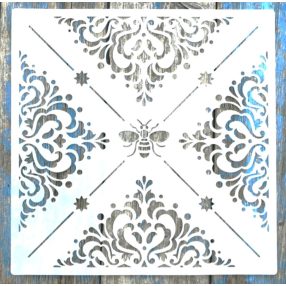    csempe, méhecske mintás műanyag sablon  30x30 cm-es DIY festő stencil falra bútorra