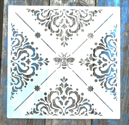  csempe, méhecske mintás műanyag sablon  30x30 cm-es DIY festő stencil falra bútorra