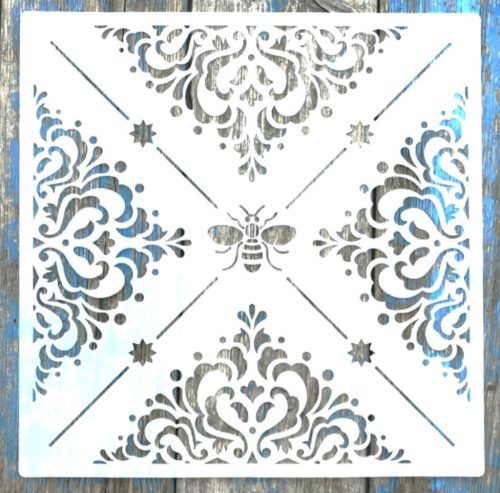  csempe, méhecske mintás műanyag sablon  30x30 cm-es DIY festő stencil falra bútorra