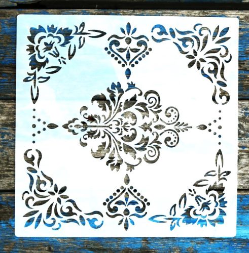 barokk, csempe mintás sablon, 30x30 cm-es stencil