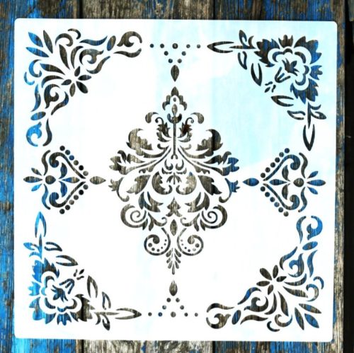 barokk, csempe mintás sablon, 30x30 cm-es stencil