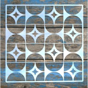    geometriai mintás textúra sablon falra bútorra, műanyag stencil, 30x30 cm-es 