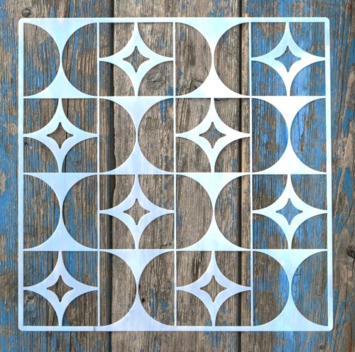  geometriai mintás textúra sablon falra bútorra, műanyag stencil, 30x30 cm-es 