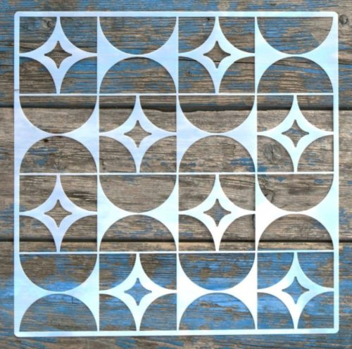  geometriai mintás textúra sablon falra bútorra, műanyag stencil, 30x30 cm-es 