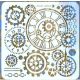  Steampunk fogaskerék, óra mintás műanyag sablon 30x30 cm-es DIY festő stencil