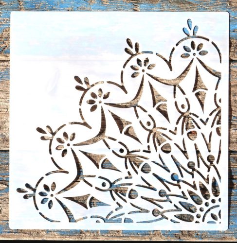 negyed mandala  festő sablon 30x30 cm-es  műanyag DIY stencil falra bútorra