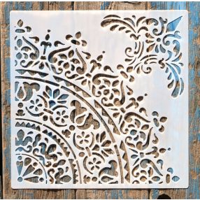   negyed mandala mintás műanyag sablon, 30x30 cm-es  DIY stencil , 