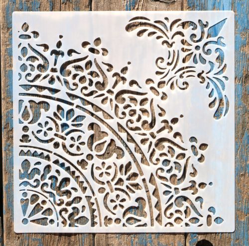 negyed mandala mintás műanyag sablon, 30x30 cm-es  DIY stencil , 