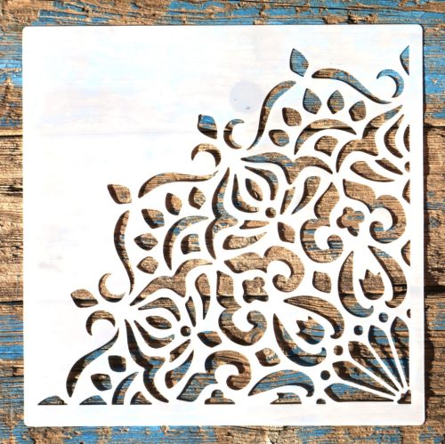 negyed mandala műanyag sablon,  DIY stencil , 30x30 cm-es 
