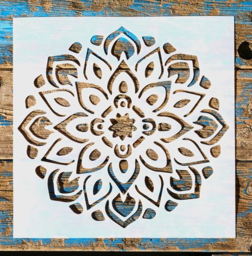 mandala műanyag sablon, 30x30 cm-es DIY stencil 