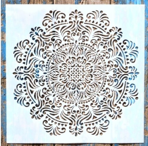 mandala mintás műanyag  sablon, 30x30 cm-es DIY stencil , 