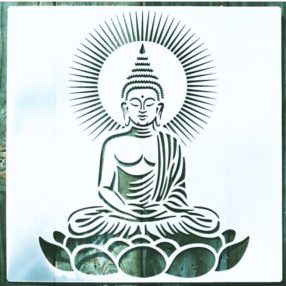   Keleti stílusú műanyag sablon, 30x30 cm-es  Buddha DIY  stencil 