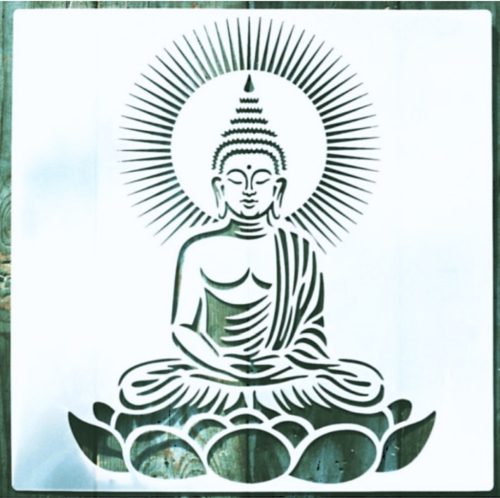Keleti stílusú műanyag sablon, 30x30 cm-es  Buddha DIY  stencil 