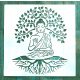 Keleti stílusú műanyag sablon, Buddha DIY stencil 30x30 cm-es 