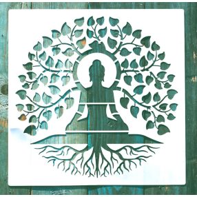   Keleti stílusú műanyag sablon, Buddha DIY stencil , 30x30 cm-es 
