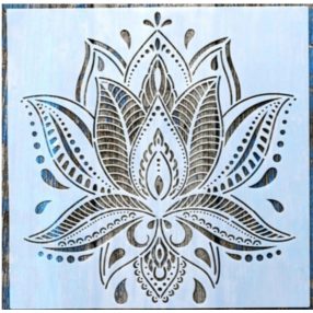   Lótuszvirág mintás műanyag 30x30 cm-es sablon, DIY  stencil 