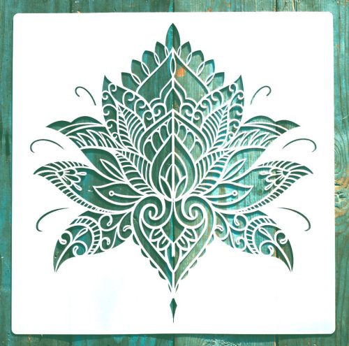Lótuszvirág mintás műanyag 30x30 cm-es sablon, DIY  stencil 