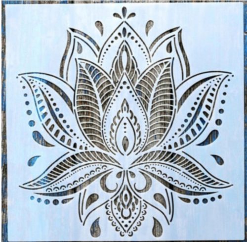 Lótuszvirág mintás műanyag 30x30 cm-es sablon, DIY  stencil 