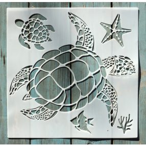 Teknős  mintás műanyag sablon,  30x30 cm-es DIY stencil 