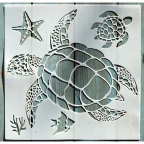 Teknős  mintás műanyag sablon,  30x30 cm-es DIY stencil 