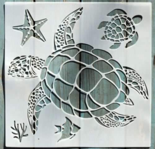 Teknős  mintás műanyag sablon,  30x30 cm-es DIY stencil 