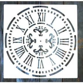   antik óra mintás műanyag sablon, 30x30 cm-es DIY  festő stencil