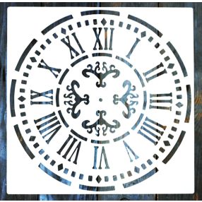   antik óra mintás műanyag sablon, 30x30 cm-es DIY  festő stencil