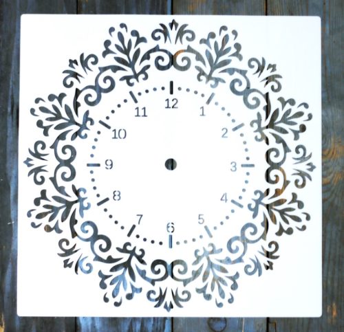 mandala óra mintás  30x30 cm-es műanyag sablon, DIY stencil 
