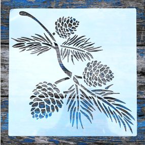   fenyő toboz mintás műanyag sablon, 30x30 cm-es  DIY stencil