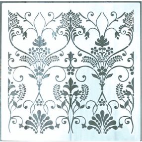   barokk mintás műanyag sablon, 30x30 cm-es DIY festő  stencil falra, bútorra 