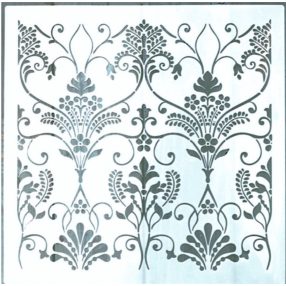   barokk mintás műanyag sablon, 30x30 cm-es DIY festő  stencil falra, bútorra 