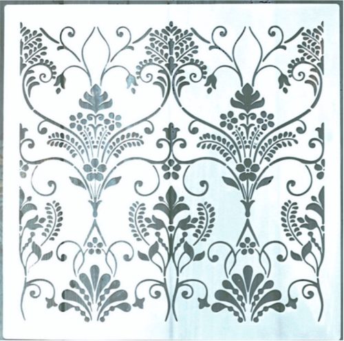 barokk mintás műanyag sablon, 30x30 cm-es DIY festő  stencil falra, bútorra 