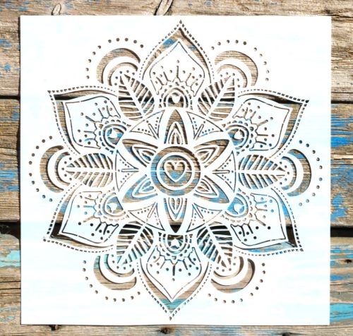 mandala mintás műanyag sablon, 30x30 cm-es DIY festő stencil