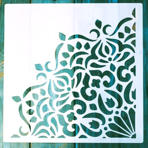 negyed mandala  mintás műanyag sablon, 30x30 cm-es DIY festő stencil 