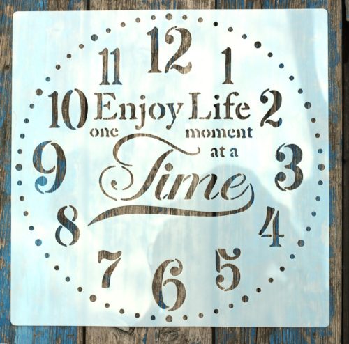 Óra számlap  család mintás műanyag sablon, 30x30 cm-es DIY festő stencil 