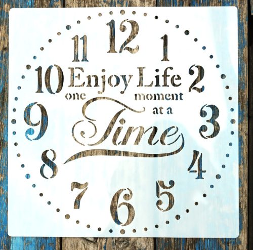 Óra számlap mintás műanyag sablon, 30x30 cm-es DIY festő stencil 