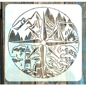   iránytű, Navigátor mintás műanyag sablon, 30x30 cm-es DIY festő stencil 
