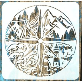   iránytű, Navigátor mintás műanyag sablon, 30x30 cm-es DIY festő stencil 