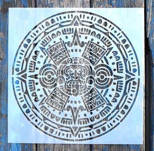Azték, Maja  mintás műanyag sablon, 30x30 cm-es DIY festő stencil 