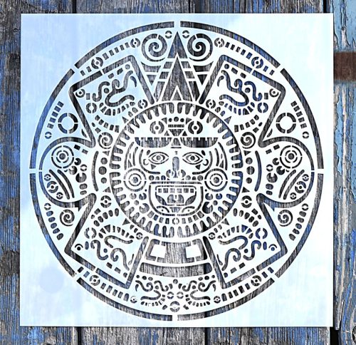 Azték, Maja  mintás műanyag sablon, 30x30 cm-es DIY festő stencil 